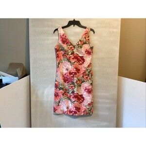 talbots dress 4 petite floral shift sleeveless lined pockets